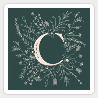 Botanical Letter C (Forest Green) Sticker